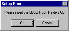 File:Rock Raiders Setup Error (Windows 98) - Please insert CD.png
