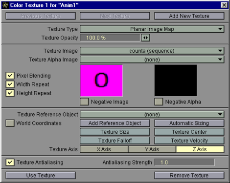 8. The Color Texture panel for the surface selected in image 7