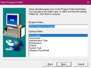 Rock Raiders Setup (Windows 10) - Select Program Folder.png