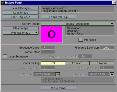 6. A sequence loaded in the Images Panel