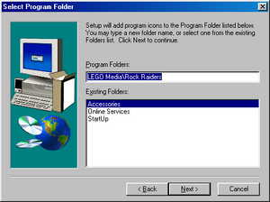 Rock Raiders Setup (Windows 98) - Select Program Folder.png